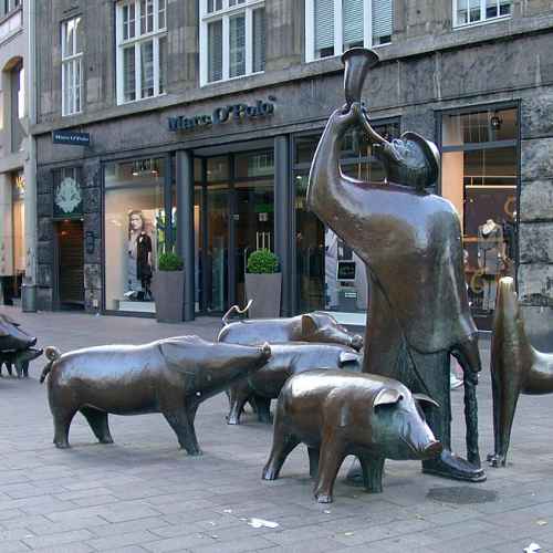 Schweinehirt und seine Herde
