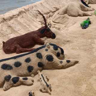 Sand sculptures by the Tagus River, Lisbon