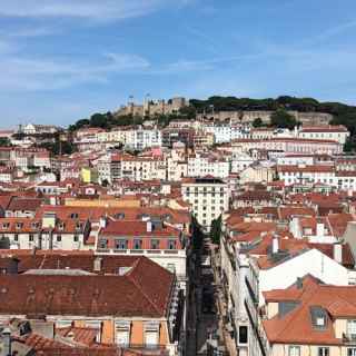 Looking down on Lisbon from the top of the Santa Justa Lift