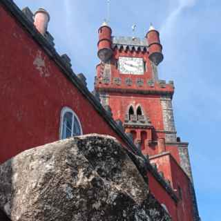 Looking up at Pena Palace, Sintra, Portugal