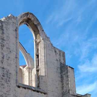 The ruins of Carmo Church at the top of the Santa Justa Lift, Lisbon