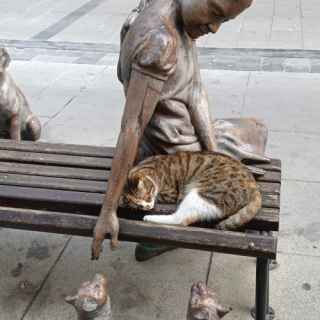 Monument of Children wtih Cats and a Dog