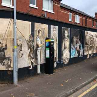 Wall of past times and local sporting heroes, Sandy Row, Belfast