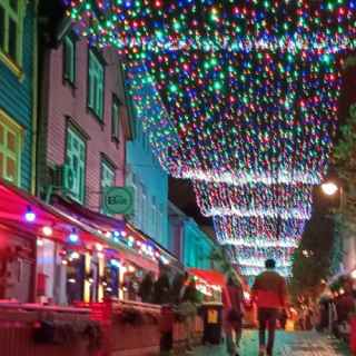 Colourful street, Stavanger, at night