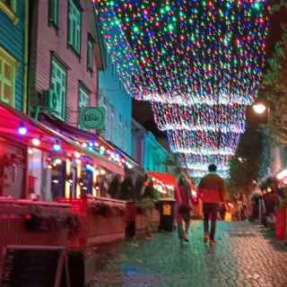 Colourful street, Stavanger, at night