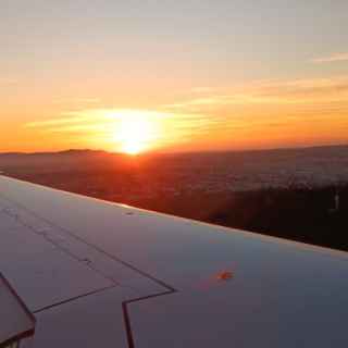 Sunset just after take off from Manchester Airport