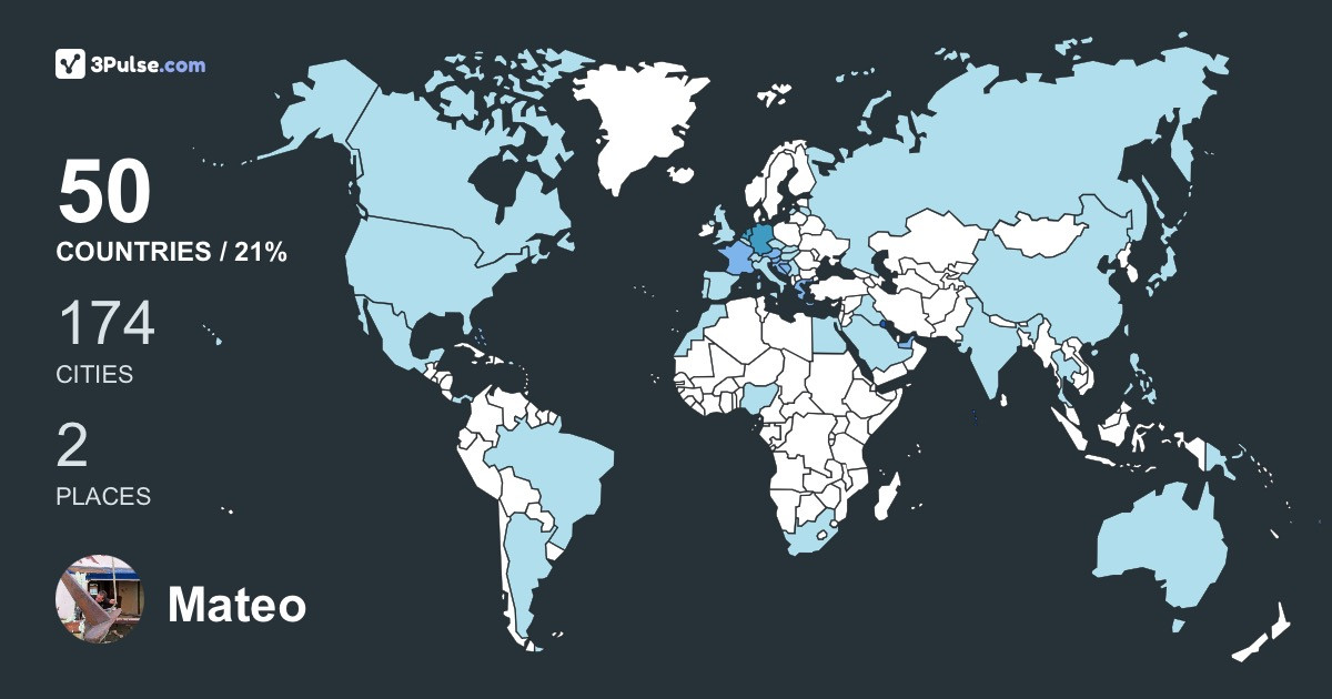 Mateo Bilic's Travel Map Image