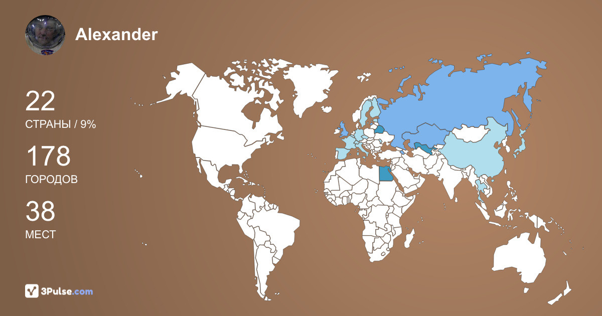 Alexander Kamerad's Travel Map Image
