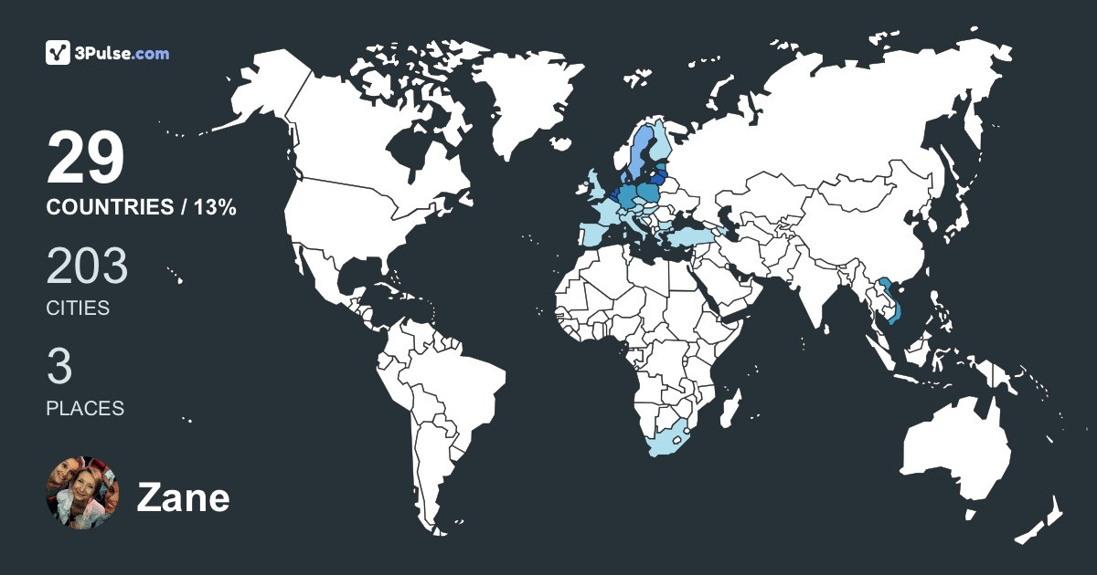 Zane Lapina's Travel Map Image