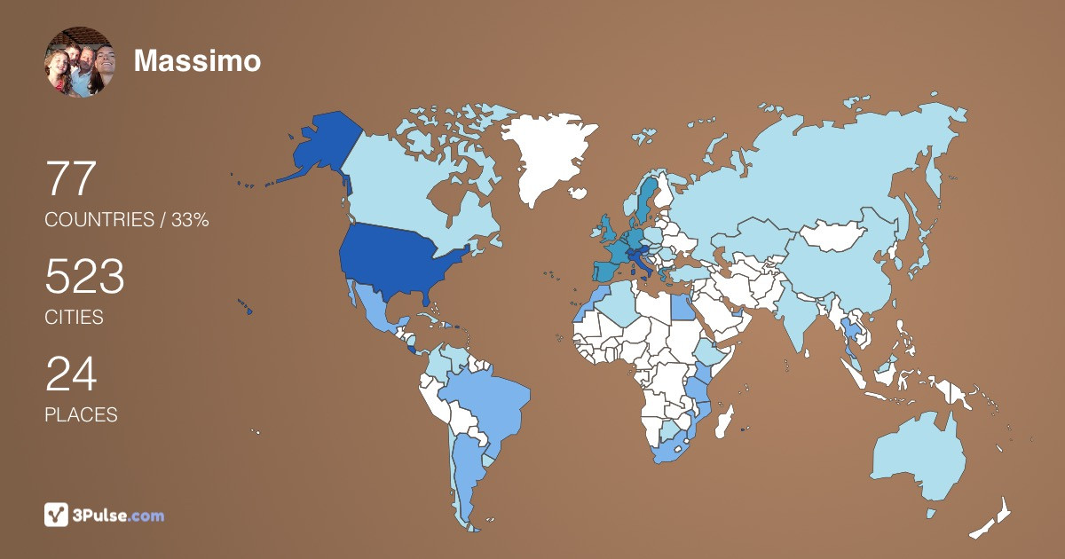Massimo Gilmozzi's Travel Map Image