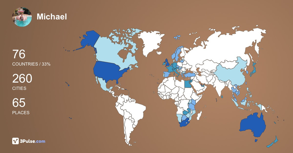 Michael Corrigan's Travel Map Image