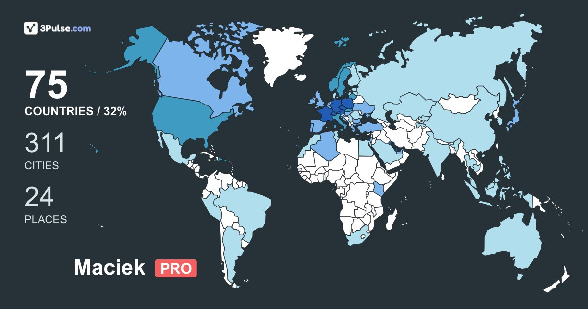 Maciek Kornacki's Travel Map Image