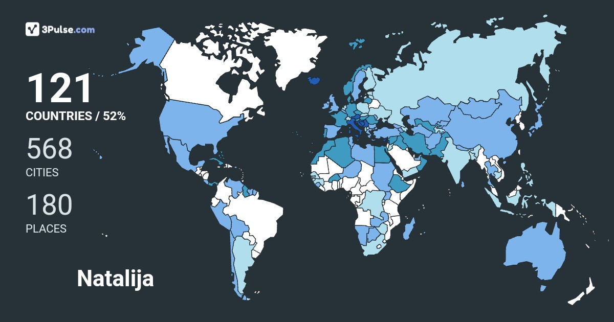 Natalija Miljevic's Travel Map Image