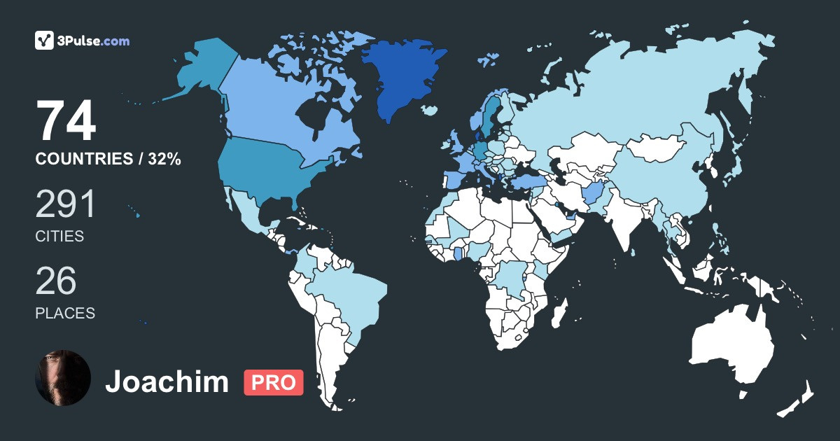 Joachim Ladefoged's Travel Map Image