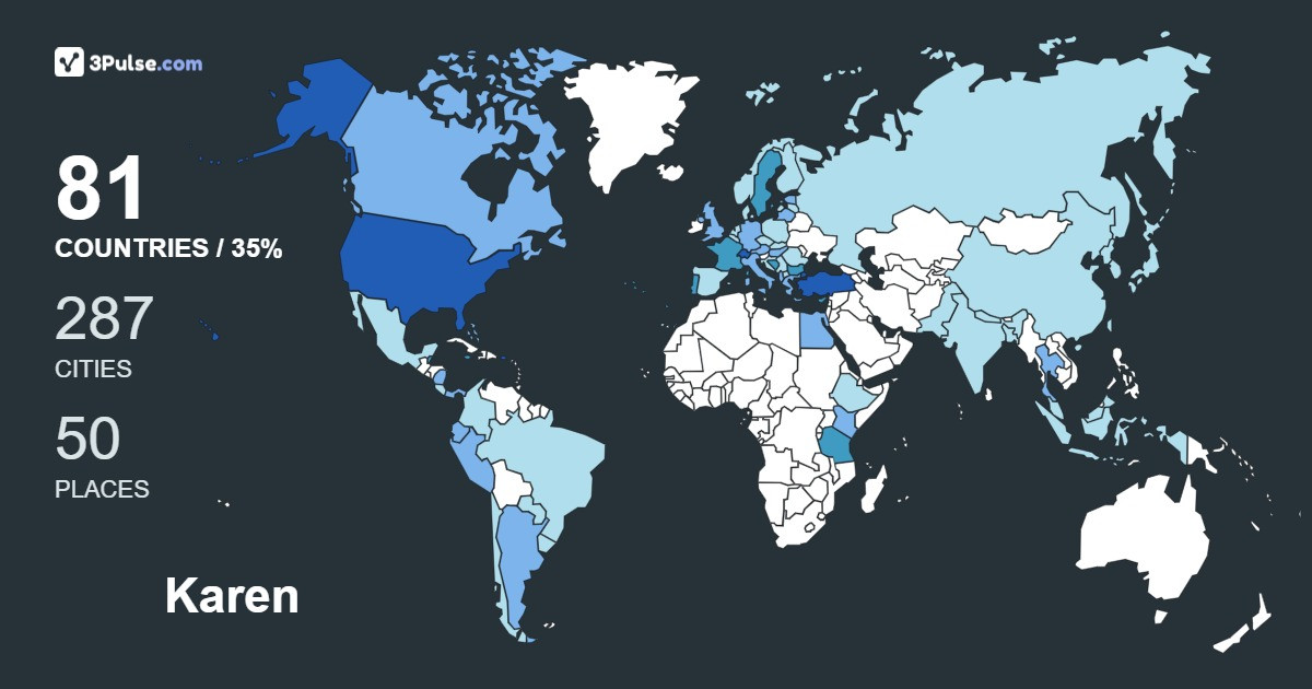 Karen Dogan's Travel Map Image