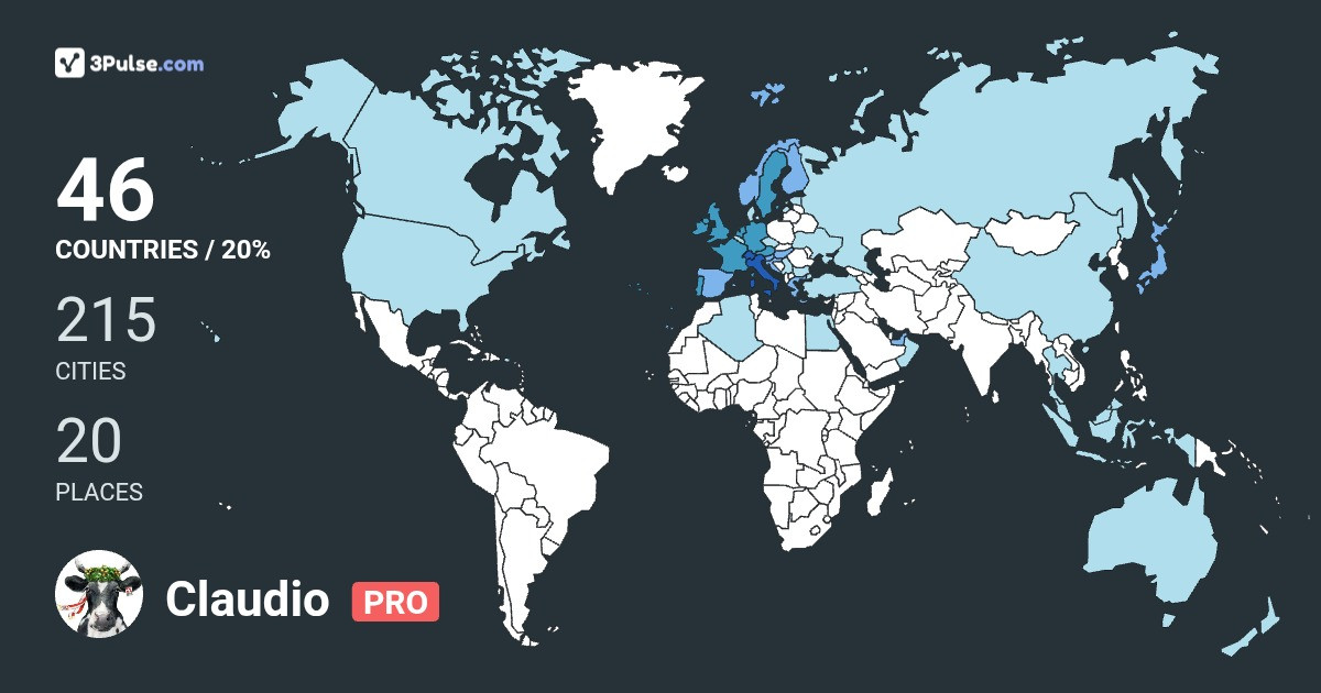 Claudio Prestigiacomo's Travel Map Image