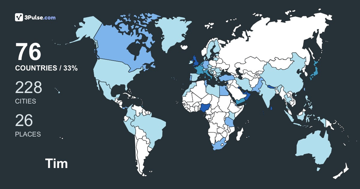 Tim Abberley's Travel Map Image