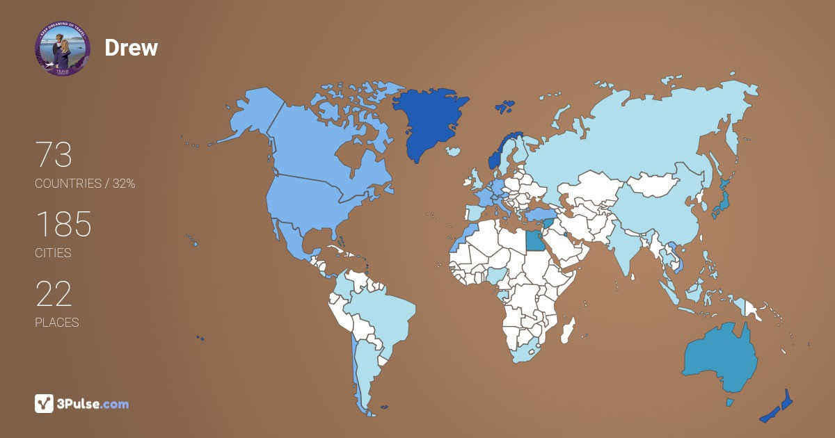 Drew Evamy's Travel Map Image