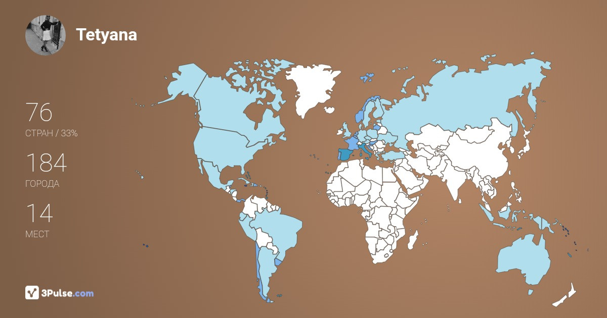 Изображение Карты путешествий Tetyana Lohinova