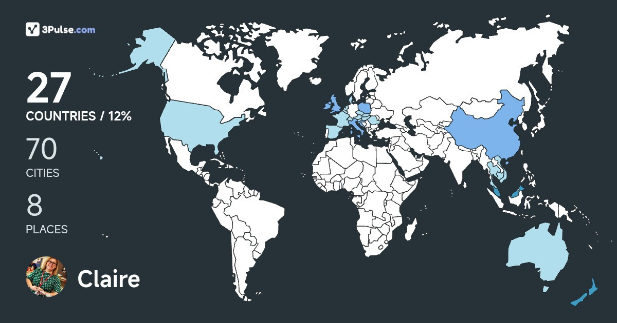 Claire Falvey's Travel Map Image