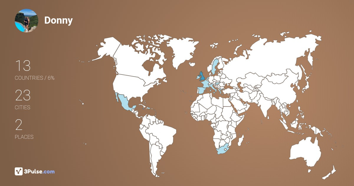 Donny Oosthuizen's Travel Map Image