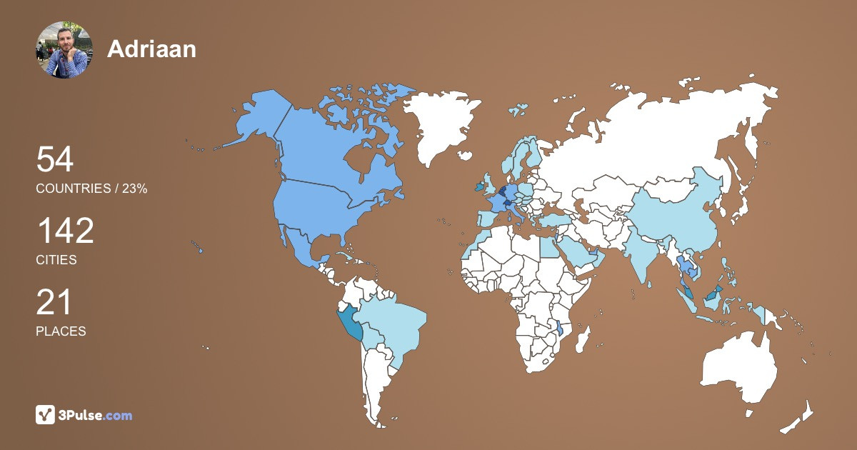Adriaan Vanderheyden's Travel Map Image