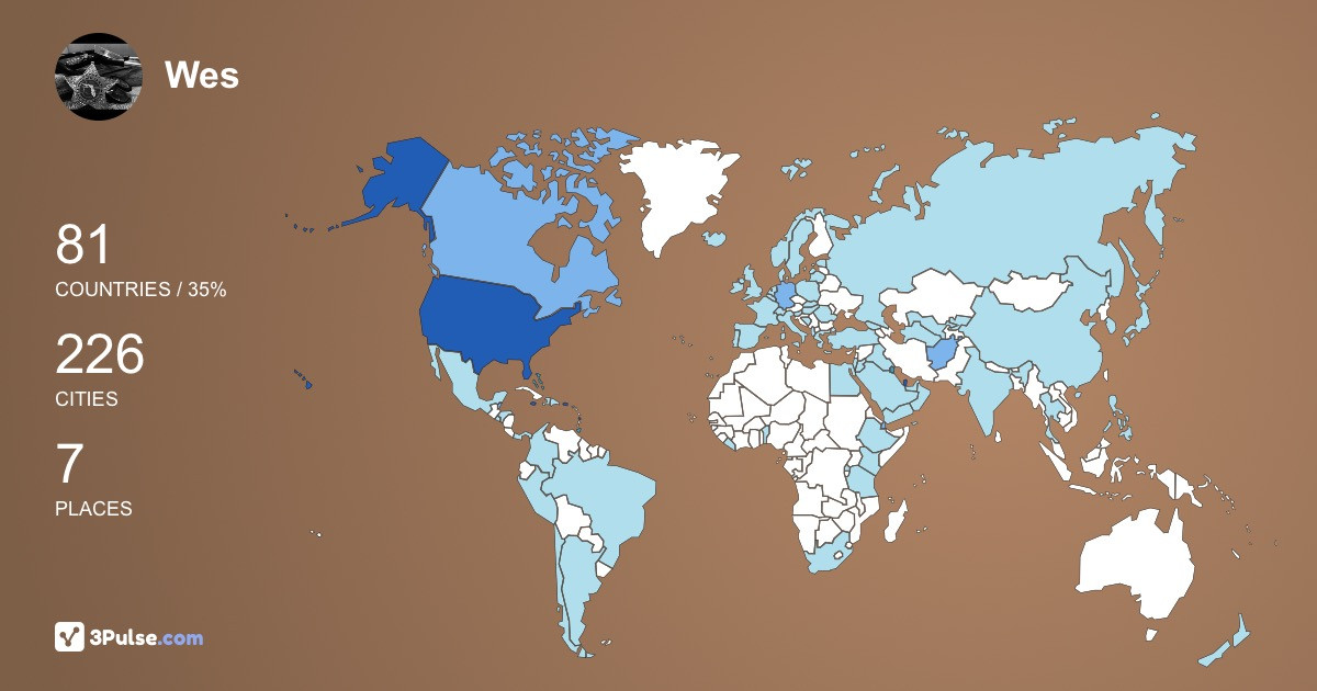 Wes Hegwood's Travel Map Image