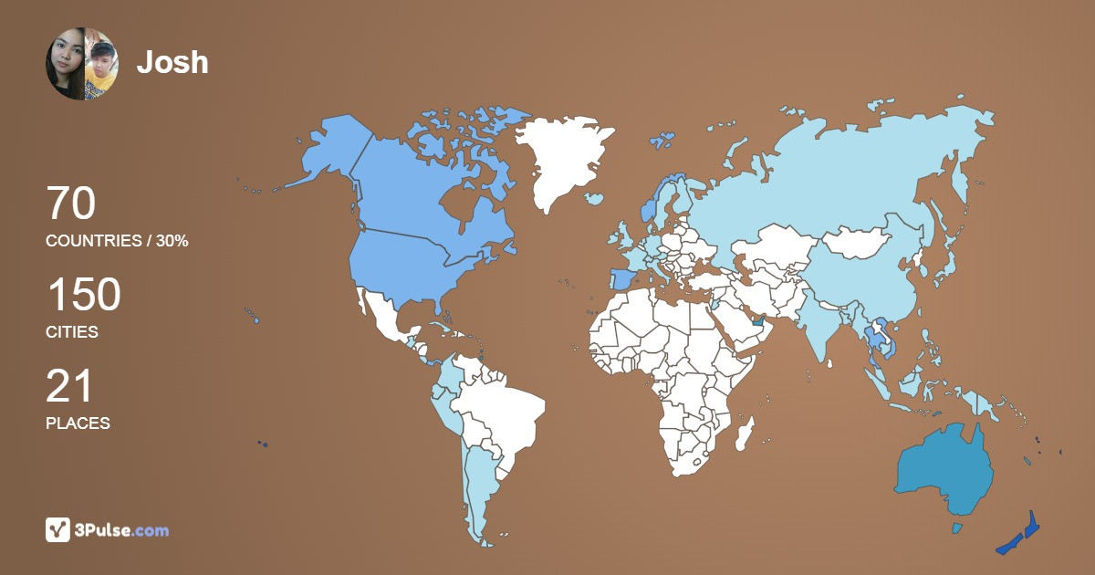 Josh Prince's Travel Map Image