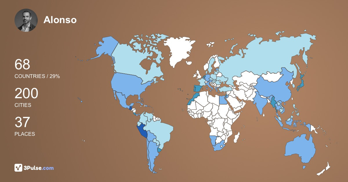 Alonso Nuez-Ferraro's Travel Map Image