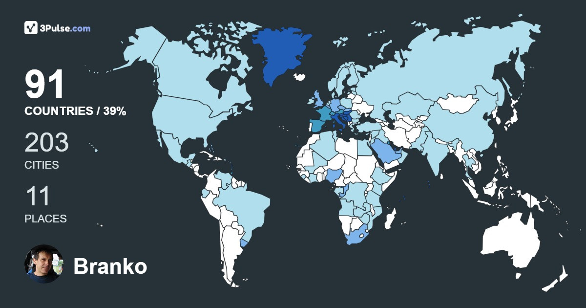 Branko Nikolic's Travel Map Image
