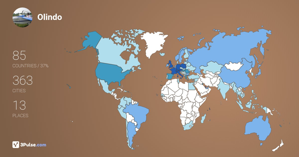 Olindo Milani's Travel Map Image