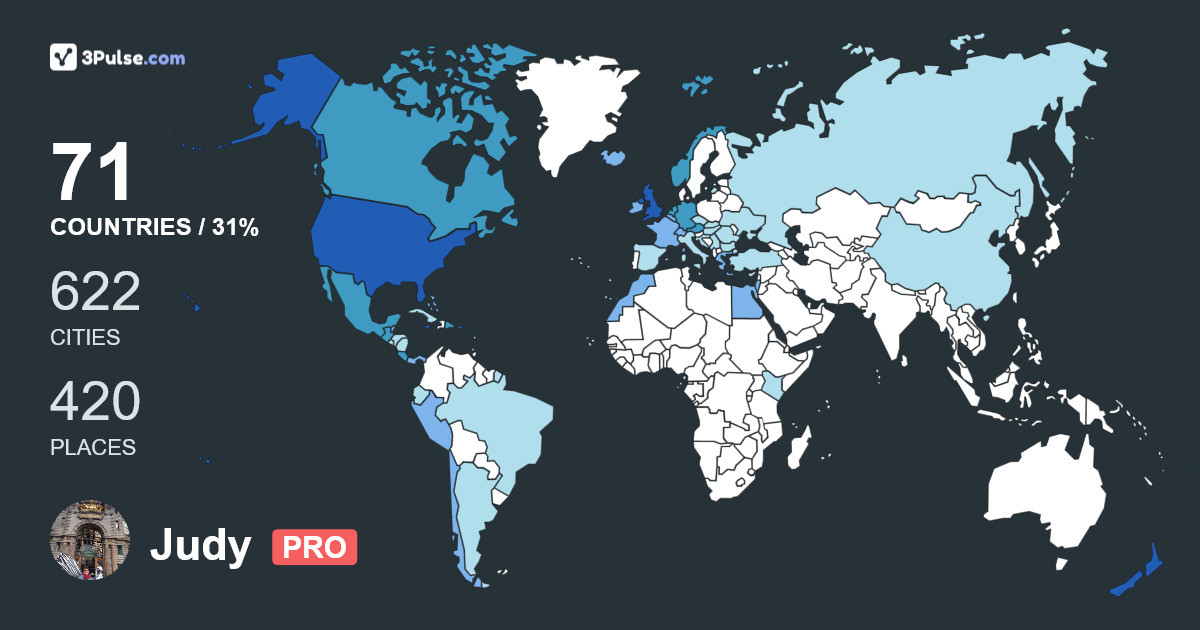 Judy Larson's Travel Map Image