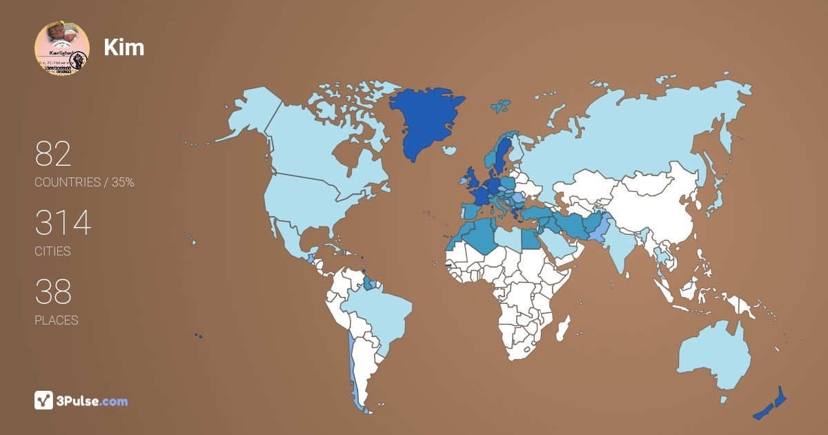 Kim Bargsteen's Travel Map Image