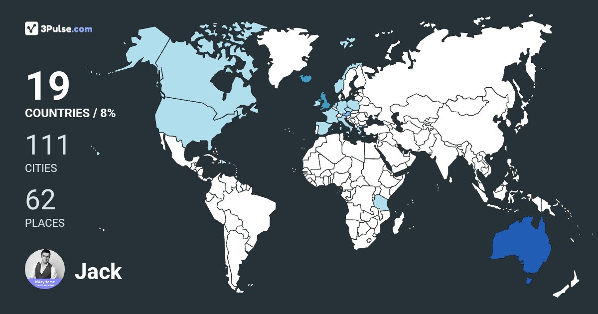 Jack Coombs's Travel Map Image