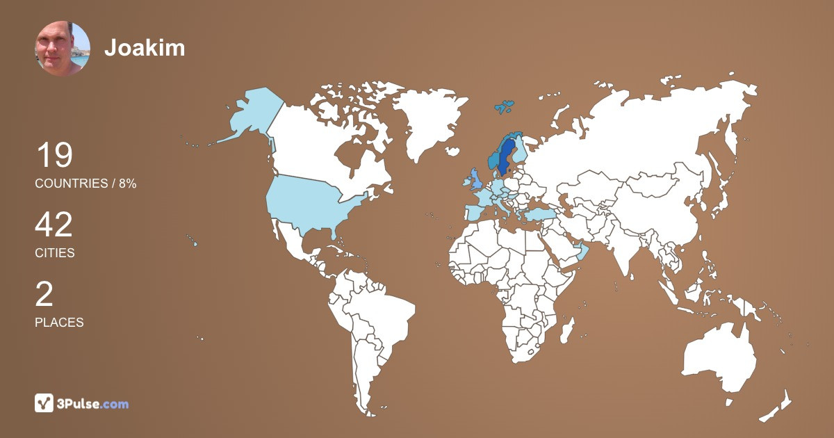 Joakim Erixon's Travel Map Image