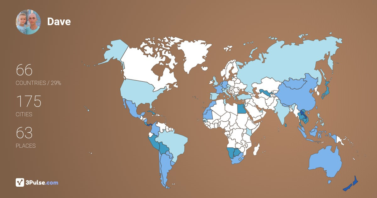 Dave Matheussen's Travel Map Image