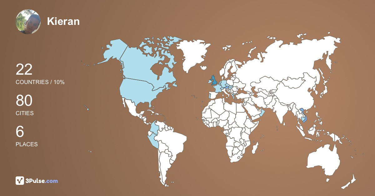 Kieran Horvath's Travel Map Image