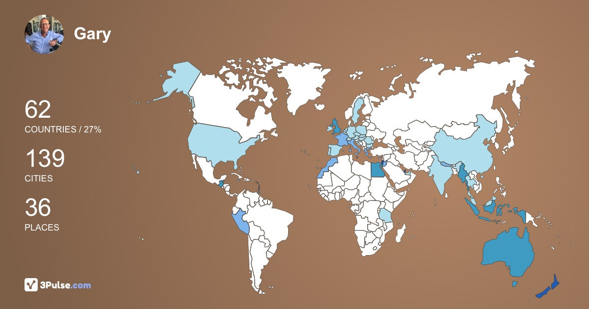 Gary Millns's Travel Map Image