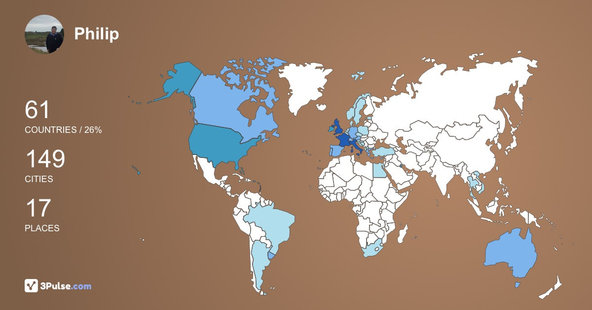 Philip Williams's Travel Map Image