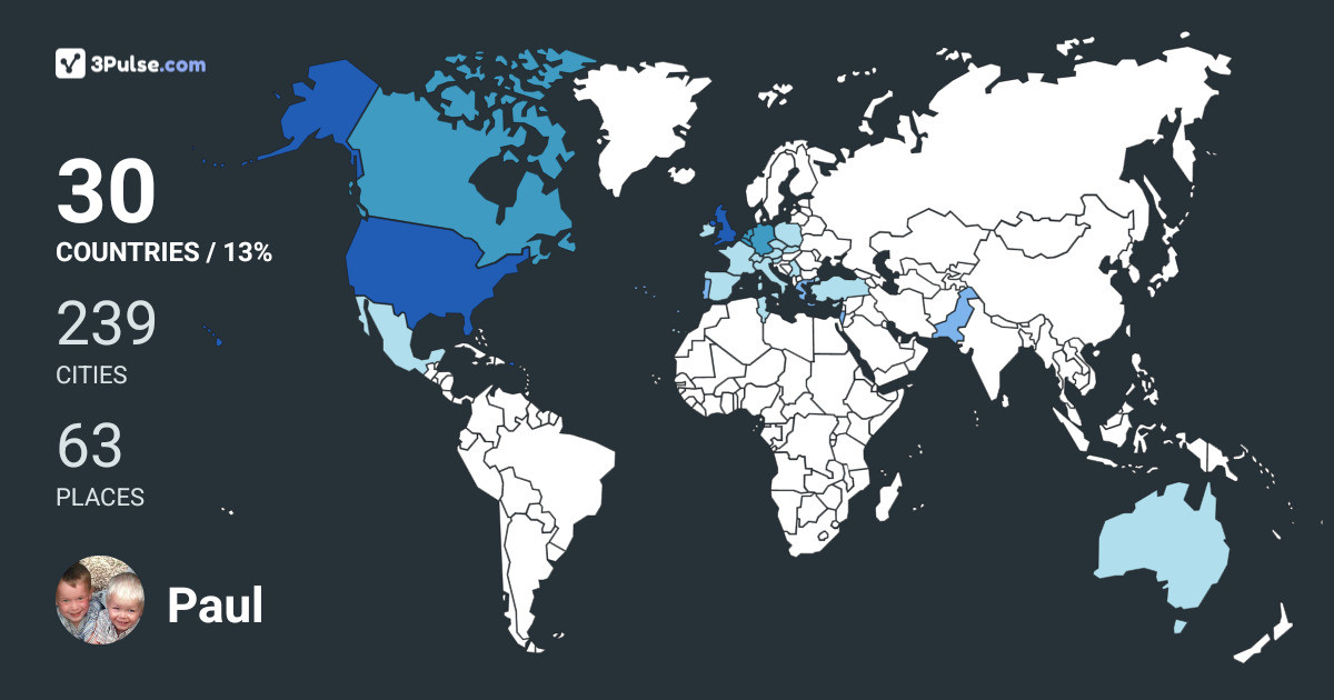 Paul Farrington's Travel Map Image