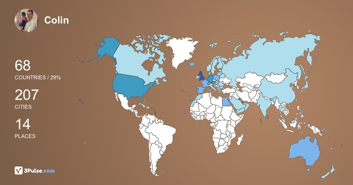 Colin Pink's Travel Map Image