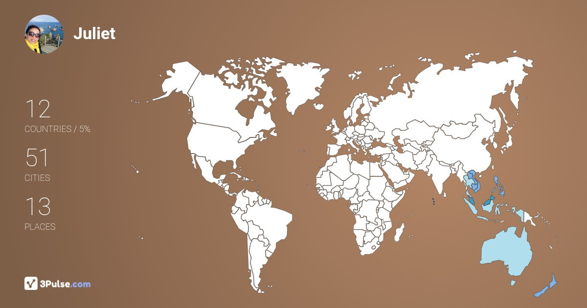 Juliet Todd's Travel Map Image