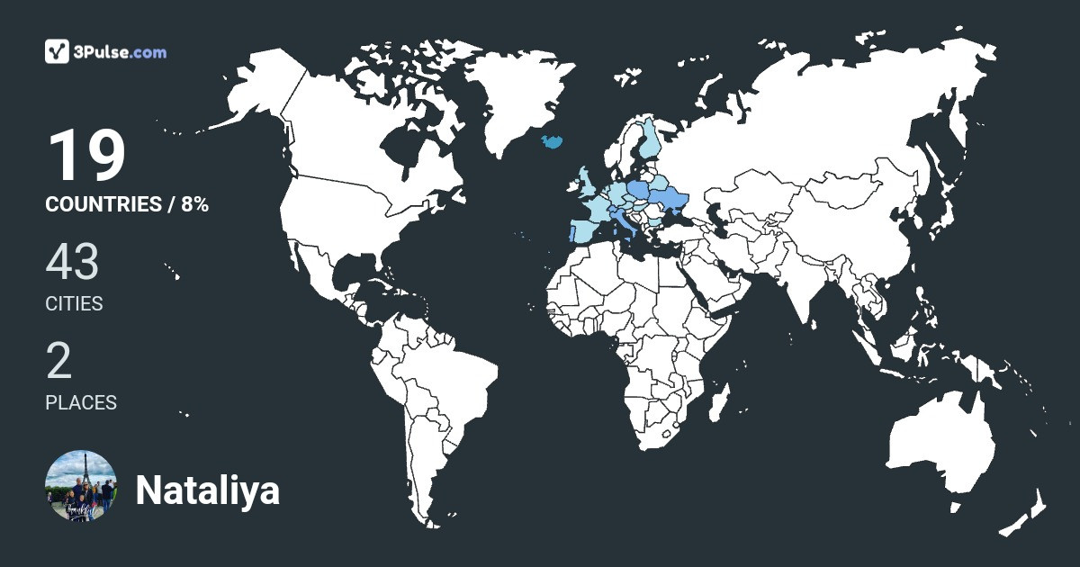 Nataliya Vorobey's Travel Map Image