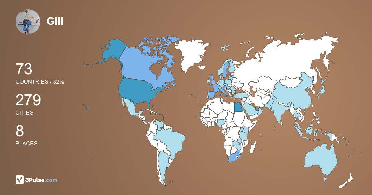 Gill Wiley's Travel Map Image