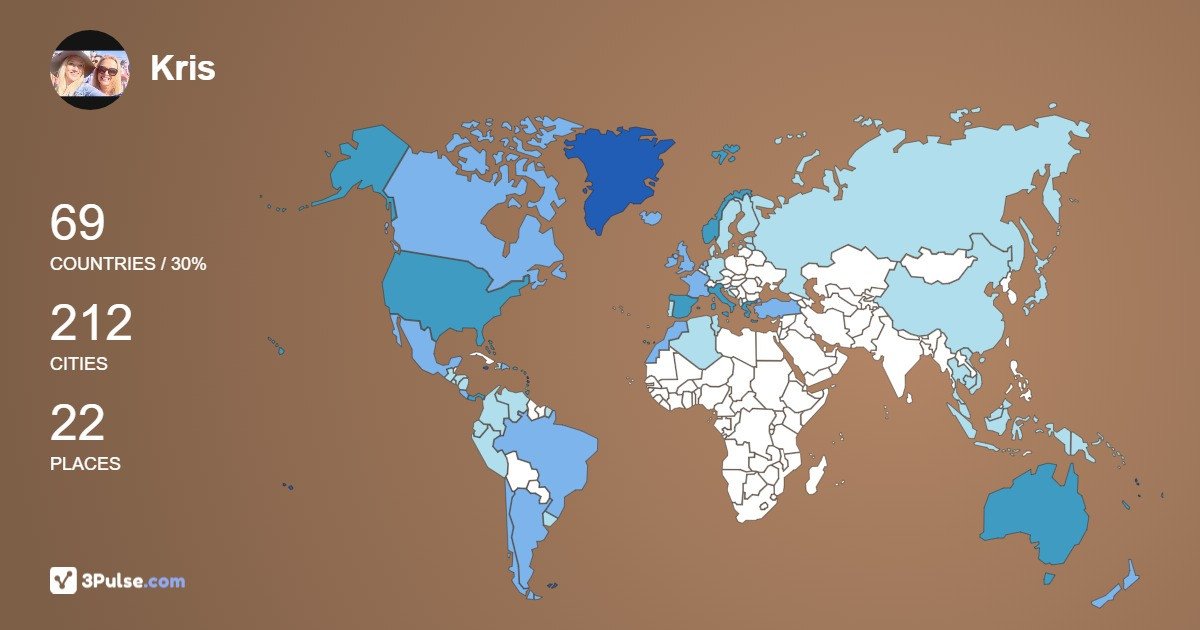 Kris Maplesden-Rodiack's Travel Map Image