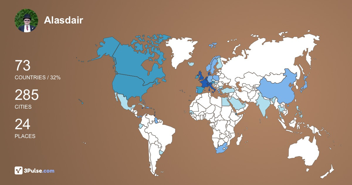 Alasdair Wilkie's Travel Map Image