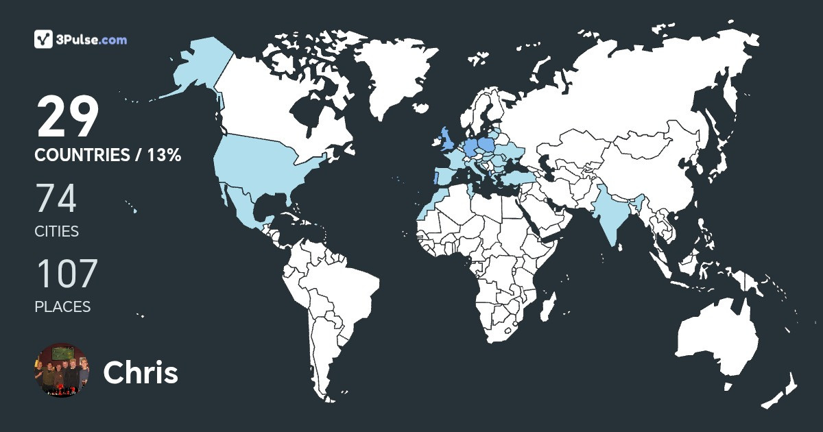 Chris Proudfoot's Travel Map Image