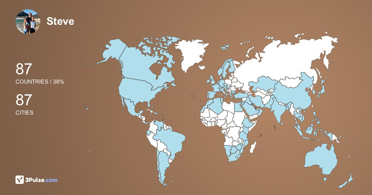 Steve DeWet's Travel Map Image