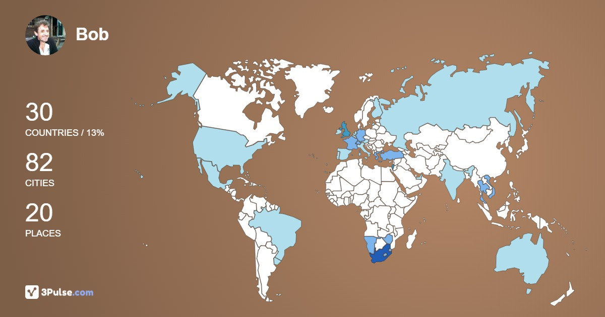 Bob Jamieson's Travel Map Image