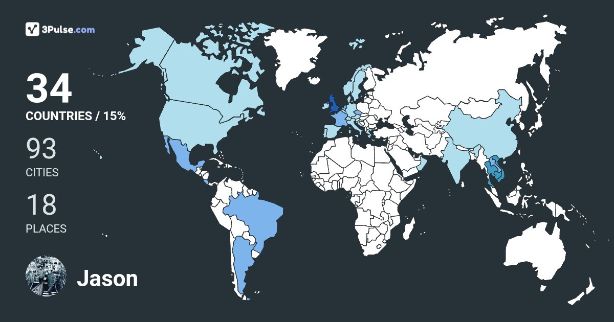 Jason Wilkinson's Travel Map Image